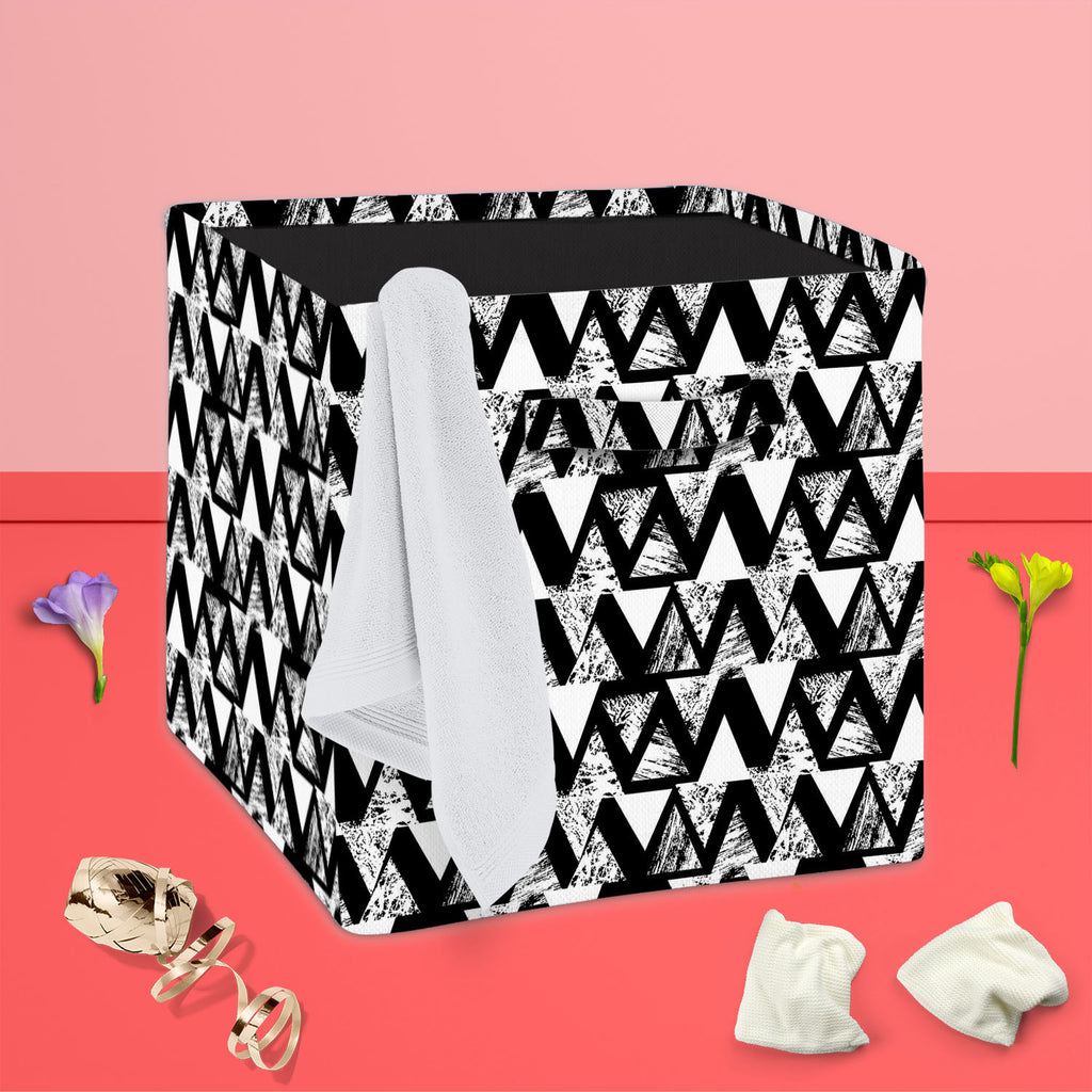Geometrical Behaviour D4 Foldable Open Storage Bin | Organizer Box, Toy Basket, Shelf Box, Laundry Bag | Canvas Fabric-Storage Bins-STR_BI_CB-IC 5007533 IC 5007533, Abstract Expressionism, Abstracts, African, Ancient, Art and Paintings, Aztec, Black and White, Bohemian, Brush Stroke, Chevron, Culture, Ethnic, Eygptian, Geometric, Geometric Abstraction, Graffiti, Hand Drawn, Historical, Medieval, Mexican, Modern Art, Patterns, Retro, Semi Abstract, Signs, Signs and Symbols, Splatter, Traditional, Triangles, 