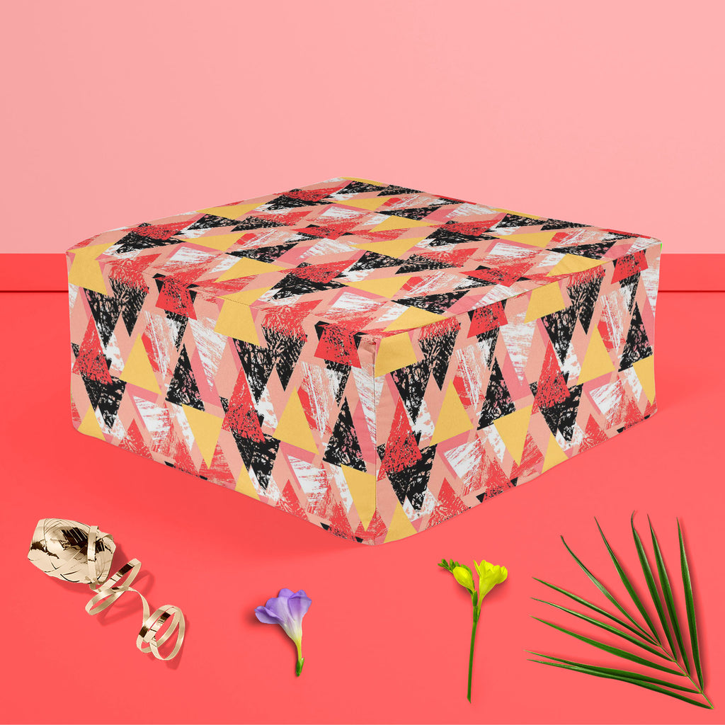 Geometrical Behaviour D5 Footstool Footrest Puffy Pouffe Ottoman Bean Bag | Canvas Fabric-Footstools-FST_CB_BN-IC 5007534 IC 5007534, Abstract Expressionism, Abstracts, African, Ancient, Art and Paintings, Aztec, Bohemian, Brush Stroke, Chevron, Culture, Ethnic, Eygptian, Geometric, Geometric Abstraction, Graffiti, Hand Drawn, Historical, Medieval, Mexican, Modern Art, Patterns, Retro, Semi Abstract, Signs, Signs and Symbols, Splatter, Traditional, Triangles, Tribal, Vintage, Watercolour, World Culture, geo