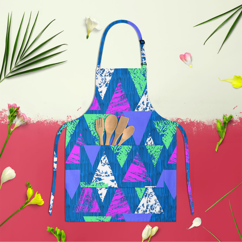 Mixed Triangled D1 Apron | Adjustable, Free Size & Waist Tiebacks-Aprons Neck to Knee-APR_NK_KN-IC 5007535 IC 5007535, Abstract Expressionism, Abstracts, African, Ancient, Art and Paintings, Aztec, Bohemian, Brush Stroke, Chevron, Culture, Ethnic, Eygptian, Geometric, Geometric Abstraction, Graffiti, Hand Drawn, Historical, Medieval, Mexican, Modern Art, Patterns, Retro, Semi Abstract, Signs, Signs and Symbols, Splatter, Traditional, Triangles, Tribal, Vintage, Watercolour, World Culture, mixed, triangled, 