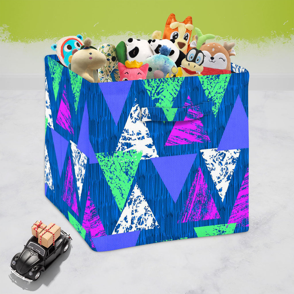 Mixed Triangled D1 Foldable Open Storage Bin | Organizer Box, Toy Basket, Shelf Box, Laundry Bag | Canvas Fabric-Storage Bins-STR_BI_CB-IC 5007535 IC 5007535, Abstract Expressionism, Abstracts, African, Ancient, Art and Paintings, Aztec, Bohemian, Brush Stroke, Chevron, Culture, Ethnic, Eygptian, Geometric, Geometric Abstraction, Graffiti, Hand Drawn, Historical, Medieval, Mexican, Modern Art, Patterns, Retro, Semi Abstract, Signs, Signs and Symbols, Splatter, Traditional, Triangles, Tribal, Vintage, Waterc