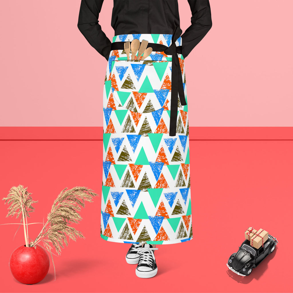 Mixed Triangled D2 Apron | Adjustable, Free Size & Waist Tiebacks-Aprons Waist to Feet-APR_WS_FT-IC 5007536 IC 5007536, Abstract Expressionism, Abstracts, African, Ancient, Art and Paintings, Aztec, Bohemian, Brush Stroke, Chevron, Culture, Ethnic, Eygptian, Geometric, Geometric Abstraction, Graffiti, Hand Drawn, Historical, Medieval, Mexican, Modern Art, Patterns, Retro, Semi Abstract, Signs, Signs and Symbols, Splatter, Traditional, Triangles, Tribal, Vintage, Watercolour, World Culture, mixed, triangled,