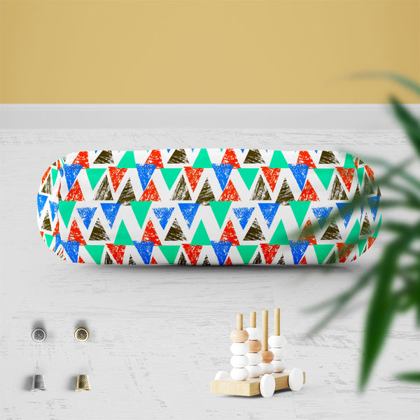 Mixed Triangled D2 Bolster Cover Booster Cases | Concealed Zipper Opening-Bolster Covers-BOL_CV_ZP-IC 5007536 IC 5007536, Abstract Expressionism, Abstracts, African, Ancient, Art and Paintings, Aztec, Bohemian, Brush Stroke, Chevron, Culture, Ethnic, Eygptian, Geometric, Geometric Abstraction, Graffiti, Hand Drawn, Historical, Medieval, Mexican, Modern Art, Patterns, Retro, Semi Abstract, Signs, Signs and Symbols, Splatter, Traditional, Triangles, Tribal, Vintage, Watercolour, World Culture, mixed, triangle