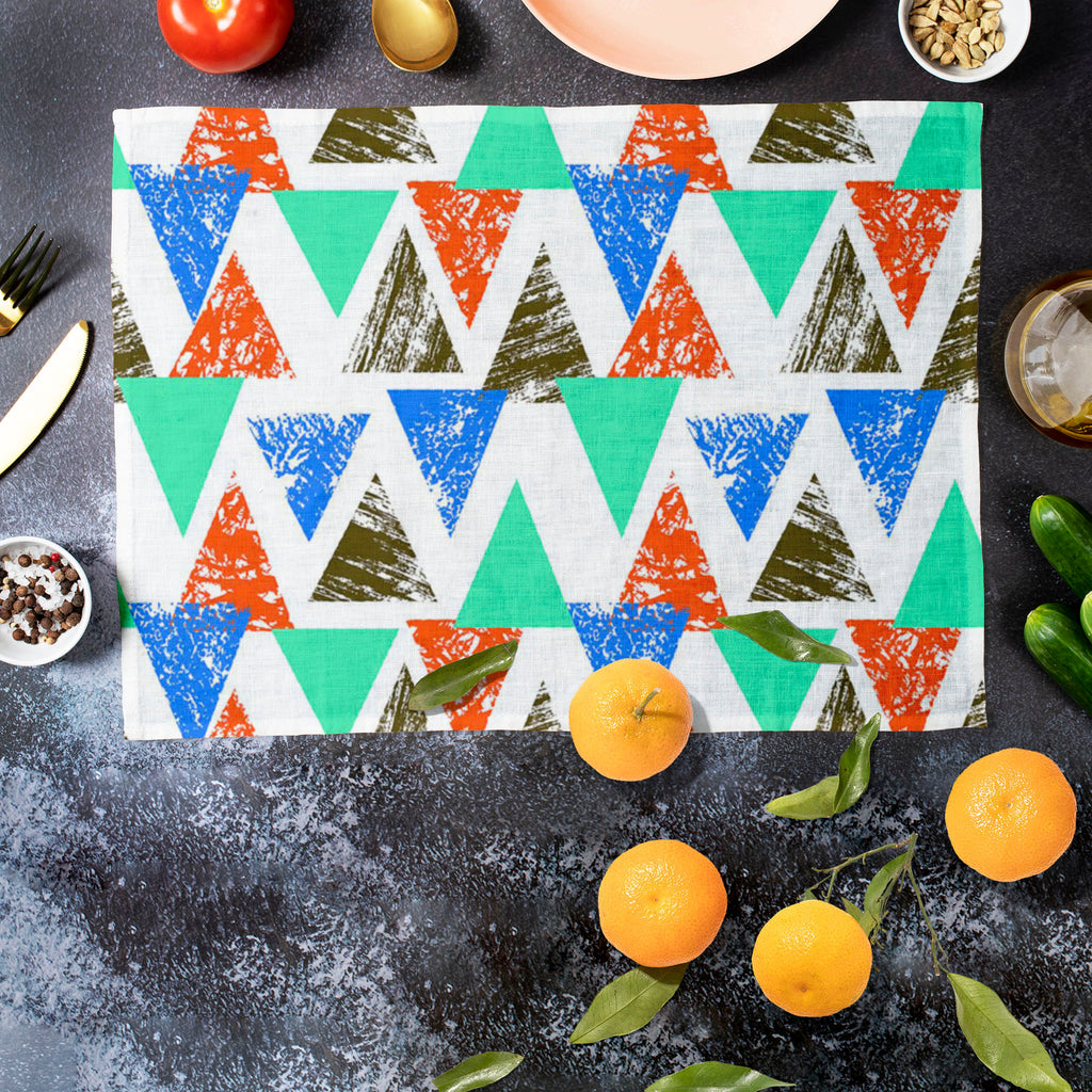 Mixed Triangled D2 Table Mat Placemat-Table Place Mats Fabric-MAT_TB-IC 5007536 IC 5007536, Abstract Expressionism, Abstracts, African, Ancient, Art and Paintings, Aztec, Bohemian, Brush Stroke, Chevron, Culture, Ethnic, Eygptian, Geometric, Geometric Abstraction, Graffiti, Hand Drawn, Historical, Medieval, Mexican, Modern Art, Patterns, Retro, Semi Abstract, Signs, Signs and Symbols, Splatter, Traditional, Triangles, Tribal, Vintage, Watercolour, World Culture, mixed, triangled, d2, table, mat, placemat, a
