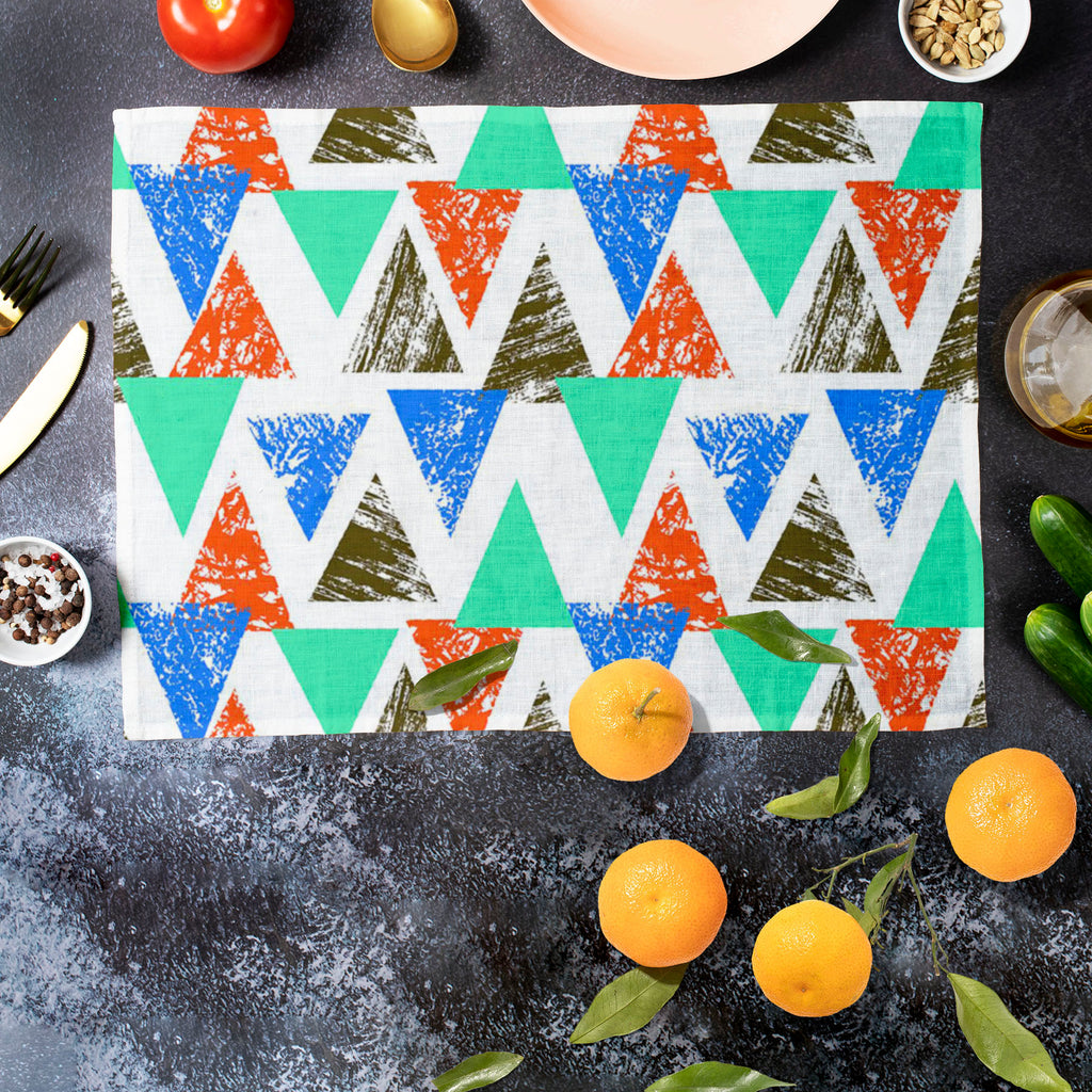 Mixed Triangled D2 Table Mat Placemat-Table Place Mats Fabric-MAT_TB-IC 5007536 IC 5007536, Abstract Expressionism, Abstracts, African, Ancient, Art and Paintings, Aztec, Bohemian, Brush Stroke, Chevron, Culture, Ethnic, Eygptian, Geometric, Geometric Abstraction, Graffiti, Hand Drawn, Historical, Medieval, Mexican, Modern Art, Patterns, Retro, Semi Abstract, Signs, Signs and Symbols, Splatter, Traditional, Triangles, Tribal, Vintage, Watercolour, World Culture, mixed, triangled, d2, table, mat, placemat, a