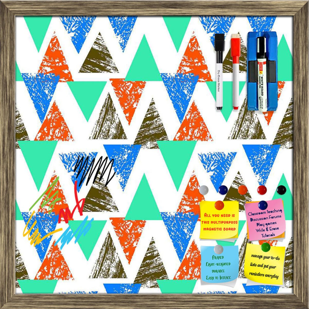 Mixed Triangled Framed Magnetic Dry Erase Board | Combo with Magnet Buttons & Markers-Magnetic Boards Framed-MGB_FR-IC 5007536 IC 5007536, Abstract Expressionism, Abstracts, African, Ancient, Art and Paintings, Aztec, Bohemian, Brush Stroke, Chevron, Culture, Ethnic, Eygptian, Geometric, Geometric Abstraction, Graffiti, Hand Drawn, Historical, Medieval, Mexican, Modern Art, Patterns, Retro, Semi Abstract, Signs, Signs and Symbols, Splatter, Traditional, Triangles, Tribal, Vintage, Watercolour, World Culture