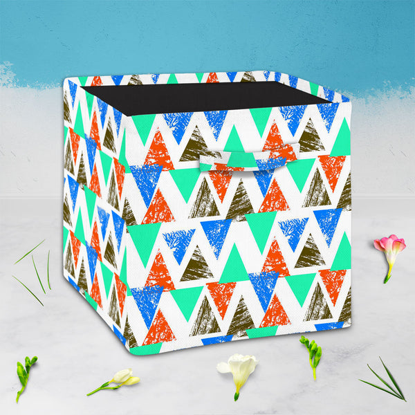 Mixed Triangled D2 Foldable Open Storage Bin | Organizer Box, Toy Basket, Shelf Box, Laundry Bag | Canvas Fabric-Storage Bins-STR_BI_CB-IC 5007536 IC 5007536, Abstract Expressionism, Abstracts, African, Ancient, Art and Paintings, Aztec, Bohemian, Brush Stroke, Chevron, Culture, Ethnic, Eygptian, Geometric, Geometric Abstraction, Graffiti, Hand Drawn, Historical, Medieval, Mexican, Modern Art, Patterns, Retro, Semi Abstract, Signs, Signs and Symbols, Splatter, Traditional, Triangles, Tribal, Vintage, Waterc
