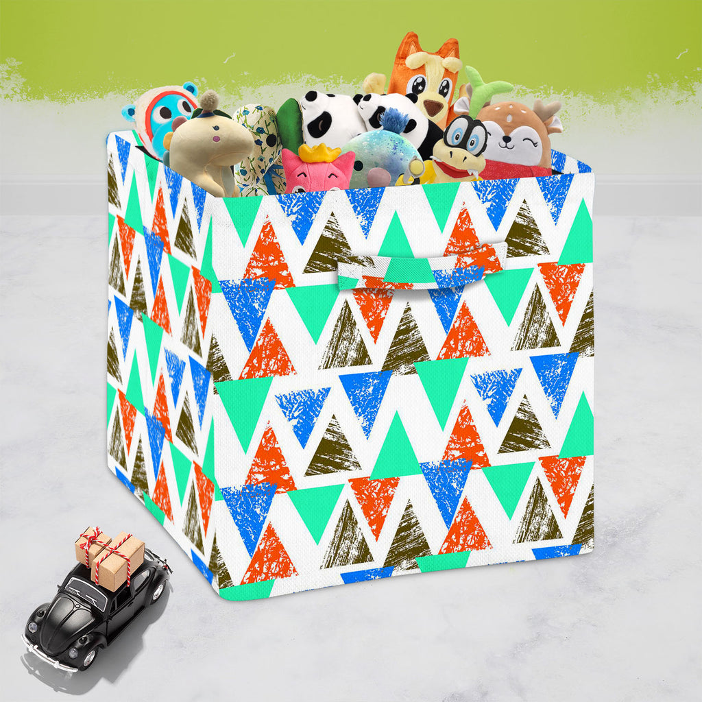 Mixed Triangled D2 Foldable Open Storage Bin | Organizer Box, Toy Basket, Shelf Box, Laundry Bag | Canvas Fabric-Storage Bins-STR_BI_CB-IC 5007536 IC 5007536, Abstract Expressionism, Abstracts, African, Ancient, Art and Paintings, Aztec, Bohemian, Brush Stroke, Chevron, Culture, Ethnic, Eygptian, Geometric, Geometric Abstraction, Graffiti, Hand Drawn, Historical, Medieval, Mexican, Modern Art, Patterns, Retro, Semi Abstract, Signs, Signs and Symbols, Splatter, Traditional, Triangles, Tribal, Vintage, Waterc