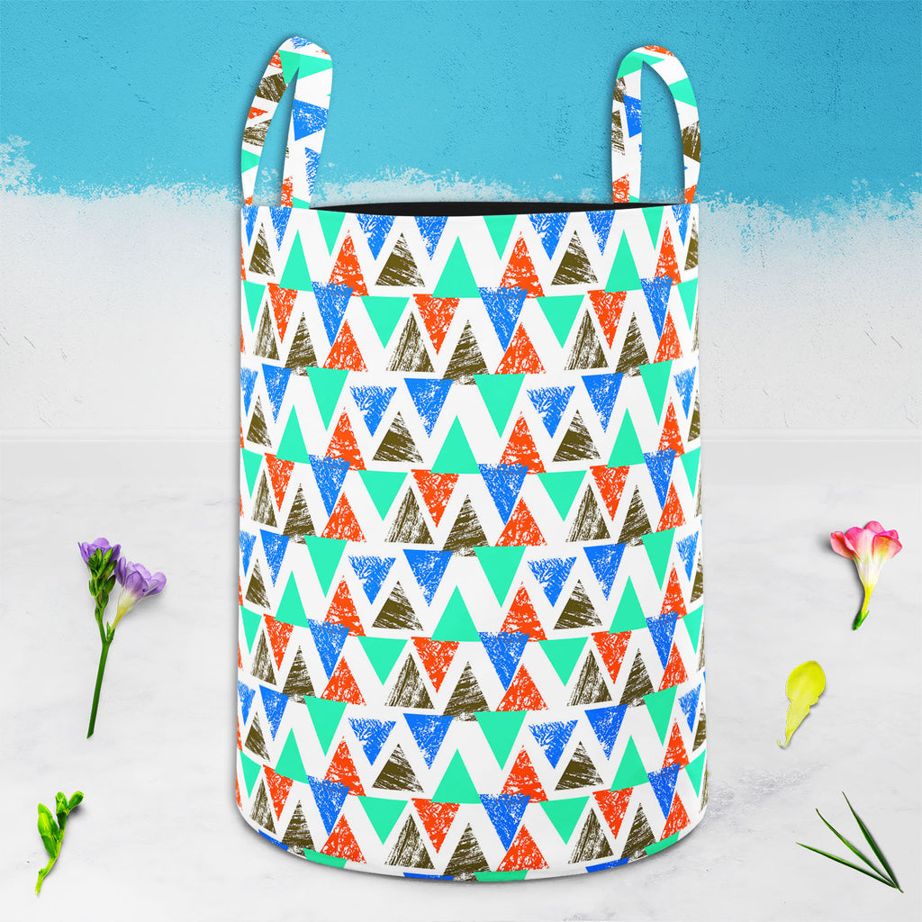 Mixed Triangled D2 Foldable Open Storage Bin | Organizer Box, Toy Basket, Shelf Box, Laundry Bag | Canvas Fabric-Storage Bins-STR_BI_CB-IC 5007536 IC 5007536, Abstract Expressionism, Abstracts, African, Ancient, Art and Paintings, Aztec, Bohemian, Brush Stroke, Chevron, Culture, Ethnic, Eygptian, Geometric, Geometric Abstraction, Graffiti, Hand Drawn, Historical, Medieval, Mexican, Modern Art, Patterns, Retro, Semi Abstract, Signs, Signs and Symbols, Splatter, Traditional, Triangles, Tribal, Vintage, Waterc