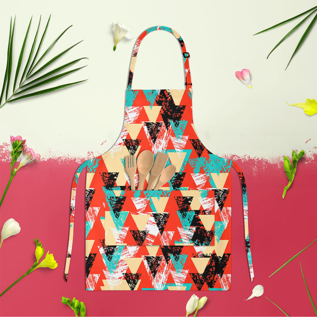 Triangled D2 Apron | Adjustable, Free Size & Waist Tiebacks-Aprons Neck to Knee-APR_NK_KN-IC 5007537 IC 5007537, Abstract Expressionism, Abstracts, African, Ancient, Art and Paintings, Aztec, Bohemian, Brush Stroke, Chevron, Culture, Ethnic, Eygptian, Geometric, Geometric Abstraction, Graffiti, Hand Drawn, Historical, Medieval, Mexican, Modern Art, Patterns, Retro, Semi Abstract, Signs, Signs and Symbols, Splatter, Traditional, Triangles, Tribal, Vintage, Watercolour, World Culture, triangled, d2, apron, ad