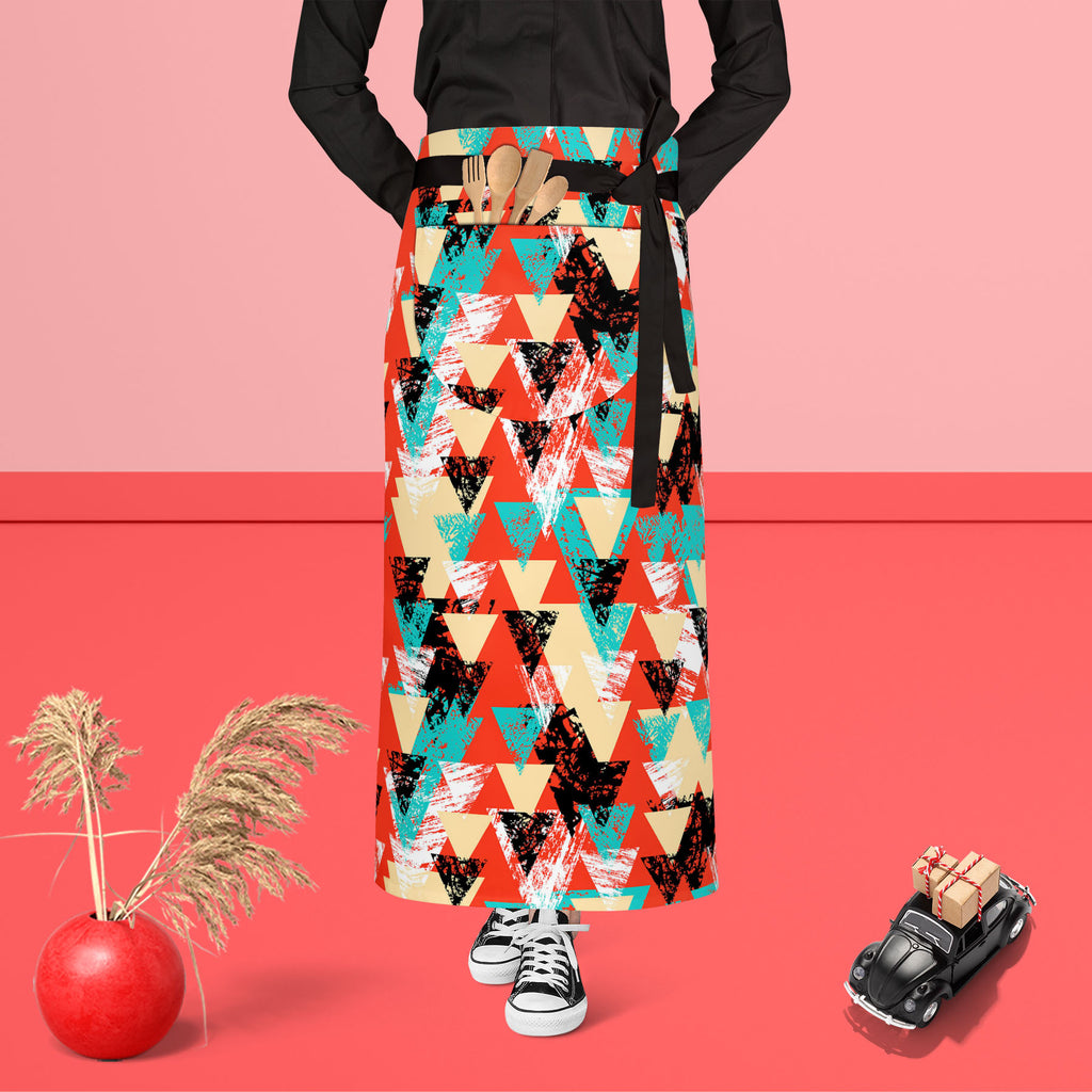 Triangled D2 Apron | Adjustable, Free Size & Waist Tiebacks-Aprons Waist to Feet-APR_WS_FT-IC 5007537 IC 5007537, Abstract Expressionism, Abstracts, African, Ancient, Art and Paintings, Aztec, Bohemian, Brush Stroke, Chevron, Culture, Ethnic, Eygptian, Geometric, Geometric Abstraction, Graffiti, Hand Drawn, Historical, Medieval, Mexican, Modern Art, Patterns, Retro, Semi Abstract, Signs, Signs and Symbols, Splatter, Traditional, Triangles, Tribal, Vintage, Watercolour, World Culture, triangled, d2, apron, a