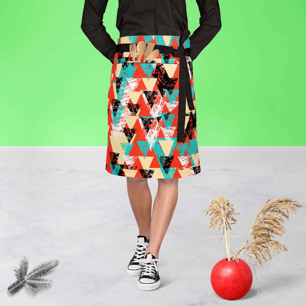 Triangled D2 Apron | Adjustable, Free Size & Waist Tiebacks-Apron Waist to Knee-APR_WS_KN-IC 5007537 IC 5007537, Abstract Expressionism, Abstracts, African, Ancient, Art and Paintings, Aztec, Bohemian, Brush Stroke, Chevron, Culture, Ethnic, Eygptian, Geometric, Geometric Abstraction, Graffiti, Hand Drawn, Historical, Medieval, Mexican, Modern Art, Patterns, Retro, Semi Abstract, Signs, Signs and Symbols, Splatter, Traditional, Triangles, Tribal, Vintage, Watercolour, World Culture, triangled, d2, apron, ad