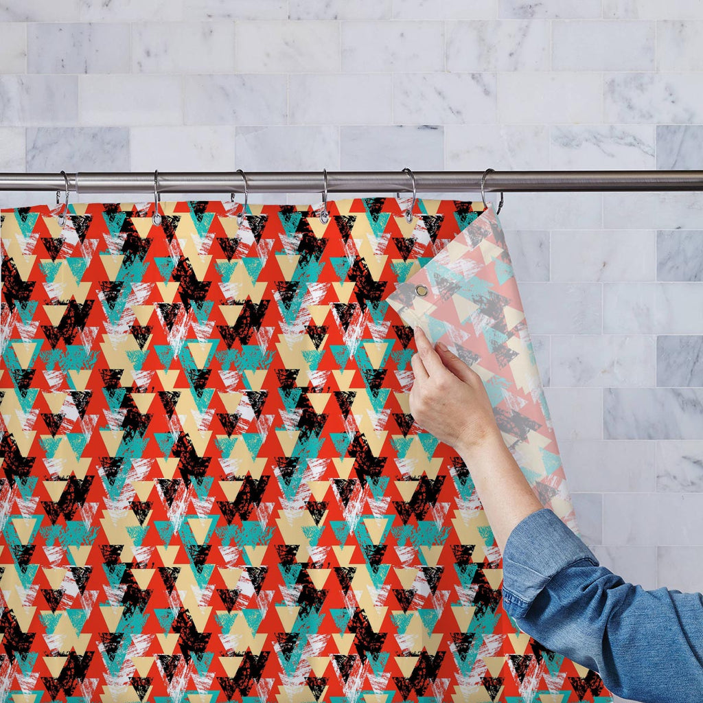 Triangled Washable Waterproof Shower Curtain-Shower Curtains-CUR_SH-IC 5007537 IC 5007537, Abstract Expressionism, Abstracts, African, Ancient, Art and Paintings, Aztec, Bohemian, Brush Stroke, Chevron, Culture, Ethnic, Eygptian, Geometric, Geometric Abstraction, Graffiti, Hand Drawn, Historical, Medieval, Mexican, Modern Art, Patterns, Retro, Semi Abstract, Signs, Signs and Symbols, Splatter, Traditional, Triangles, Tribal, Vintage, Watercolour, World Culture, triangled, washable, waterproof, shower, curta