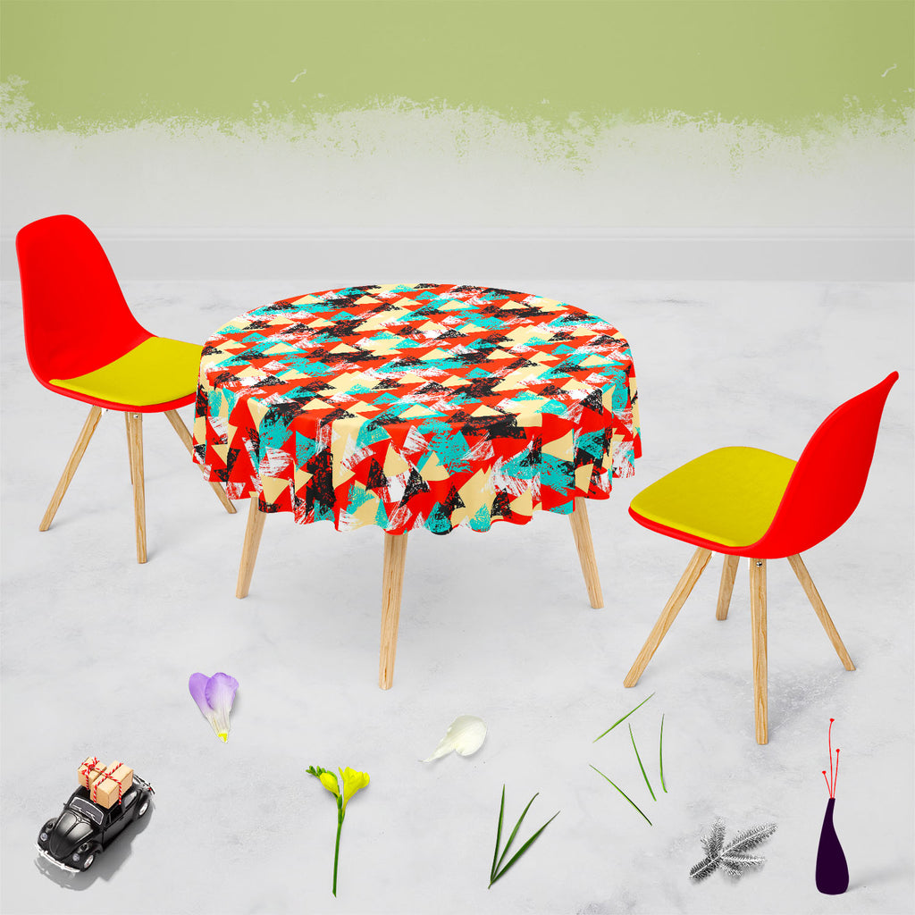 Triangled D2 Table Cloth Cover-Table Covers-CVR_TB_RD-IC 5007537 IC 5007537, Abstract Expressionism, Abstracts, African, Ancient, Art and Paintings, Aztec, Bohemian, Brush Stroke, Chevron, Culture, Ethnic, Eygptian, Geometric, Geometric Abstraction, Graffiti, Hand Drawn, Historical, Medieval, Mexican, Modern Art, Patterns, Retro, Semi Abstract, Signs, Signs and Symbols, Splatter, Traditional, Triangles, Tribal, Vintage, Watercolour, World Culture, triangled, d2, table, cloth, cover, abstract, art, backgroun