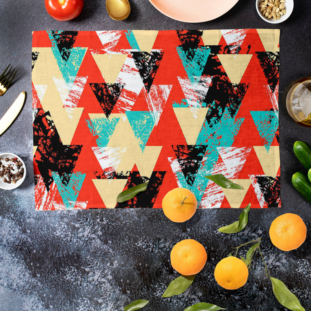 Triangled D2 Table Mat Placemat-Table Place Mats Fabric-MAT_TB-IC 5007537 IC 5007537, Abstract Expressionism, Abstracts, African, Ancient, Art and Paintings, Aztec, Bohemian, Brush Stroke, Chevron, Culture, Ethnic, Eygptian, Geometric, Geometric Abstraction, Graffiti, Hand Drawn, Historical, Medieval, Mexican, Modern Art, Patterns, Retro, Semi Abstract, Signs, Signs and Symbols, Splatter, Traditional, Triangles, Tribal, Vintage, Watercolour, World Culture, triangled, d2, table, mat, placemat, abstract, art,