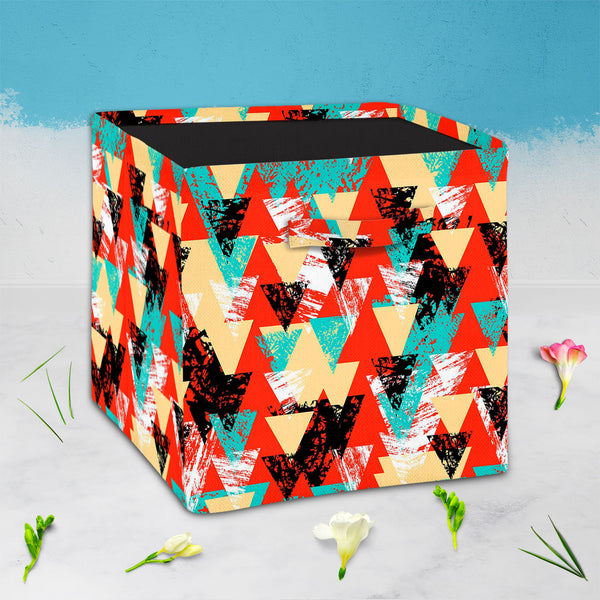 Triangled D2 Foldable Open Storage Bin | Organizer Box, Toy Basket, Shelf Box, Laundry Bag | Canvas Fabric-Storage Bins-STR_BI_CB-IC 5007537 IC 5007537, Abstract Expressionism, Abstracts, African, Ancient, Art and Paintings, Aztec, Bohemian, Brush Stroke, Chevron, Culture, Ethnic, Eygptian, Geometric, Geometric Abstraction, Graffiti, Hand Drawn, Historical, Medieval, Mexican, Modern Art, Patterns, Retro, Semi Abstract, Signs, Signs and Symbols, Splatter, Traditional, Triangles, Tribal, Vintage, Watercolour,