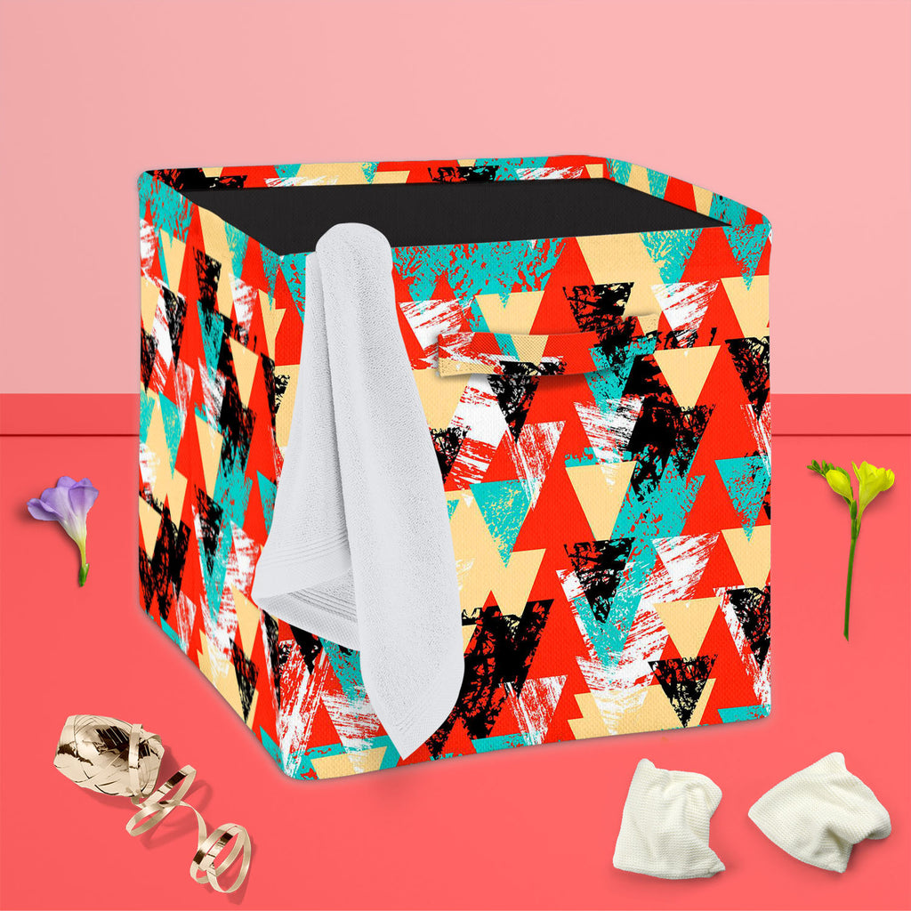 Triangled D2 Foldable Open Storage Bin | Organizer Box, Toy Basket, Shelf Box, Laundry Bag | Canvas Fabric-Storage Bins-STR_BI_CB-IC 5007537 IC 5007537, Abstract Expressionism, Abstracts, African, Ancient, Art and Paintings, Aztec, Bohemian, Brush Stroke, Chevron, Culture, Ethnic, Eygptian, Geometric, Geometric Abstraction, Graffiti, Hand Drawn, Historical, Medieval, Mexican, Modern Art, Patterns, Retro, Semi Abstract, Signs, Signs and Symbols, Splatter, Traditional, Triangles, Tribal, Vintage, Watercolour,