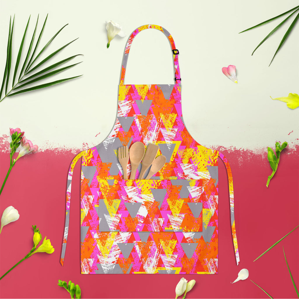 Triangled D3 Apron | Adjustable, Free Size & Waist Tiebacks-Aprons Neck to Knee-APR_NK_KN-IC 5007538 IC 5007538, Abstract Expressionism, Abstracts, African, Ancient, Art and Paintings, Aztec, Bohemian, Brush Stroke, Chevron, Culture, Ethnic, Eygptian, Geometric, Geometric Abstraction, Graffiti, Hand Drawn, Historical, Medieval, Mexican, Modern Art, Patterns, Retro, Semi Abstract, Signs, Signs and Symbols, Splatter, Traditional, Triangles, Tribal, Vintage, Watercolour, World Culture, triangled, d3, apron, ad