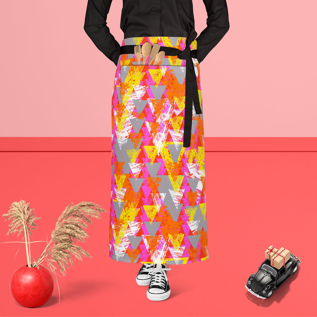Triangled D3 Apron | Adjustable, Free Size & Waist Tiebacks-Aprons Waist to Feet-APR_WS_FT-IC 5007538 IC 5007538, Abstract Expressionism, Abstracts, African, Ancient, Art and Paintings, Aztec, Bohemian, Brush Stroke, Chevron, Culture, Ethnic, Eygptian, Geometric, Geometric Abstraction, Graffiti, Hand Drawn, Historical, Medieval, Mexican, Modern Art, Patterns, Retro, Semi Abstract, Signs, Signs and Symbols, Splatter, Traditional, Triangles, Tribal, Vintage, Watercolour, World Culture, triangled, d3, apron, a