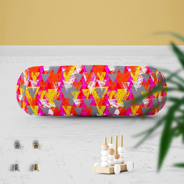 Triangled D3 Bolster Cover Booster Cases | Concealed Zipper Opening-Bolster Covers-BOL_CV_ZP-IC 5007538 IC 5007538, Abstract Expressionism, Abstracts, African, Ancient, Art and Paintings, Aztec, Bohemian, Brush Stroke, Chevron, Culture, Ethnic, Eygptian, Geometric, Geometric Abstraction, Graffiti, Hand Drawn, Historical, Medieval, Mexican, Modern Art, Patterns, Retro, Semi Abstract, Signs, Signs and Symbols, Splatter, Traditional, Triangles, Tribal, Vintage, Watercolour, World Culture, triangled, d3, bolste