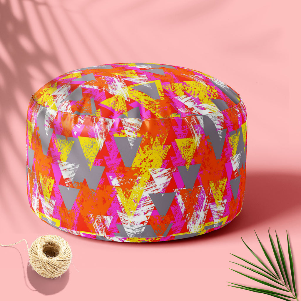 Triangled D3 Footstool Footrest Puffy Pouffe Ottoman Bean Bag | Canvas Fabric-Footstools-FST_CB_BN-IC 5007538 IC 5007538, Abstract Expressionism, Abstracts, African, Ancient, Art and Paintings, Aztec, Bohemian, Brush Stroke, Chevron, Culture, Ethnic, Eygptian, Geometric, Geometric Abstraction, Graffiti, Hand Drawn, Historical, Medieval, Mexican, Modern Art, Patterns, Retro, Semi Abstract, Signs, Signs and Symbols, Splatter, Traditional, Triangles, Tribal, Vintage, Watercolour, World Culture, triangled, d3, 