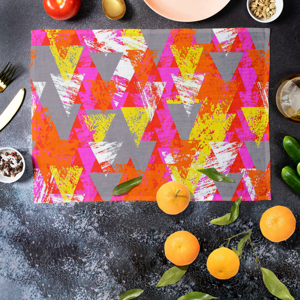 Triangled D3 Table Mat Placemat-Table Place Mats Fabric-MAT_TB-IC 5007538 IC 5007538, Abstract Expressionism, Abstracts, African, Ancient, Art and Paintings, Aztec, Bohemian, Brush Stroke, Chevron, Culture, Ethnic, Eygptian, Geometric, Geometric Abstraction, Graffiti, Hand Drawn, Historical, Medieval, Mexican, Modern Art, Patterns, Retro, Semi Abstract, Signs, Signs and Symbols, Splatter, Traditional, Triangles, Tribal, Vintage, Watercolour, World Culture, triangled, d3, table, mat, placemat, abstract, art,