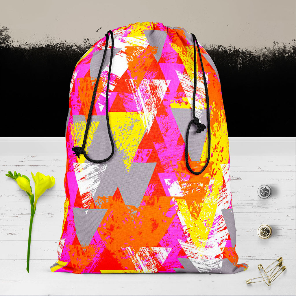 Triangled D3 Reusable Sack Bag | Bag for Gym, Storage, Vegetable & Travel-Drawstring Sack Bags-SCK_FB_DS-IC 5007538 IC 5007538, Abstract Expressionism, Abstracts, African, Ancient, Art and Paintings, Aztec, Bohemian, Brush Stroke, Chevron, Culture, Ethnic, Eygptian, Geometric, Geometric Abstraction, Graffiti, Hand Drawn, Historical, Medieval, Mexican, Modern Art, Patterns, Retro, Semi Abstract, Signs, Signs and Symbols, Splatter, Traditional, Triangles, Tribal, Vintage, Watercolour, World Culture, triangled