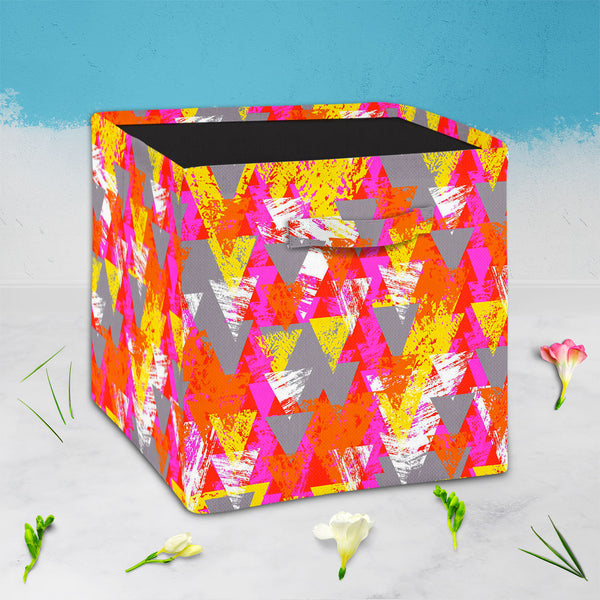 Triangled D3 Foldable Open Storage Bin | Organizer Box, Toy Basket, Shelf Box, Laundry Bag | Canvas Fabric-Storage Bins-STR_BI_CB-IC 5007538 IC 5007538, Abstract Expressionism, Abstracts, African, Ancient, Art and Paintings, Aztec, Bohemian, Brush Stroke, Chevron, Culture, Ethnic, Eygptian, Geometric, Geometric Abstraction, Graffiti, Hand Drawn, Historical, Medieval, Mexican, Modern Art, Patterns, Retro, Semi Abstract, Signs, Signs and Symbols, Splatter, Traditional, Triangles, Tribal, Vintage, Watercolour,