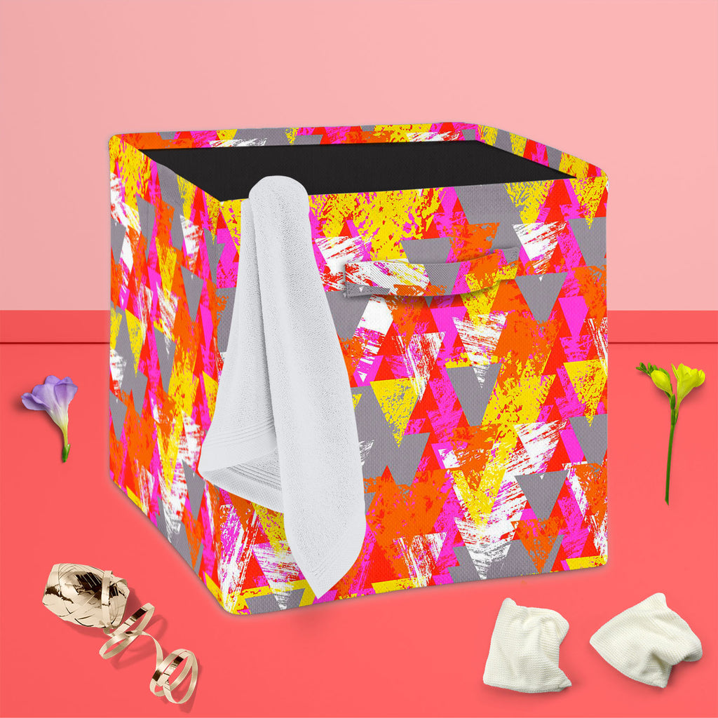 Triangled D3 Foldable Open Storage Bin | Organizer Box, Toy Basket, Shelf Box, Laundry Bag | Canvas Fabric-Storage Bins-STR_BI_CB-IC 5007538 IC 5007538, Abstract Expressionism, Abstracts, African, Ancient, Art and Paintings, Aztec, Bohemian, Brush Stroke, Chevron, Culture, Ethnic, Eygptian, Geometric, Geometric Abstraction, Graffiti, Hand Drawn, Historical, Medieval, Mexican, Modern Art, Patterns, Retro, Semi Abstract, Signs, Signs and Symbols, Splatter, Traditional, Triangles, Tribal, Vintage, Watercolour,