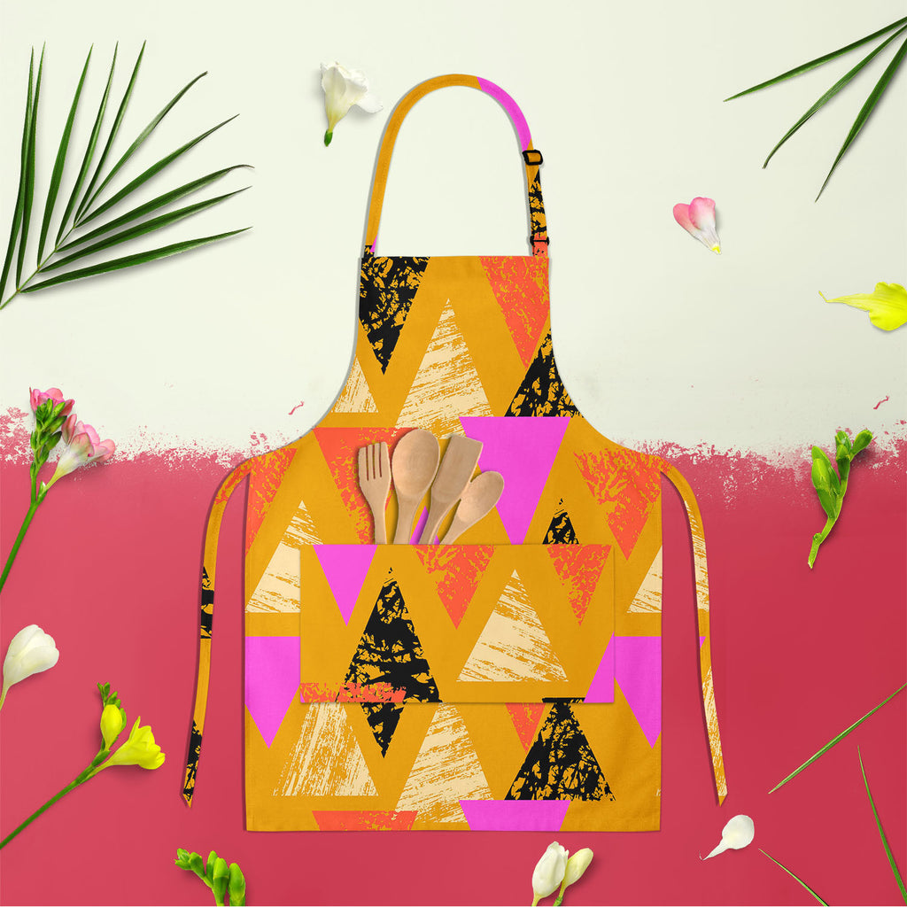 Mixed Triangled D3 Apron | Adjustable, Free Size & Waist Tiebacks-Aprons Neck to Knee-APR_NK_KN-IC 5007539 IC 5007539, Abstract Expressionism, Abstracts, African, Ancient, Art and Paintings, Aztec, Bohemian, Brush Stroke, Chevron, Culture, Ethnic, Eygptian, Geometric, Geometric Abstraction, Graffiti, Hand Drawn, Historical, Medieval, Mexican, Modern Art, Patterns, Retro, Semi Abstract, Signs, Signs and Symbols, Splatter, Traditional, Triangles, Tribal, Vintage, Watercolour, World Culture, mixed, triangled, 