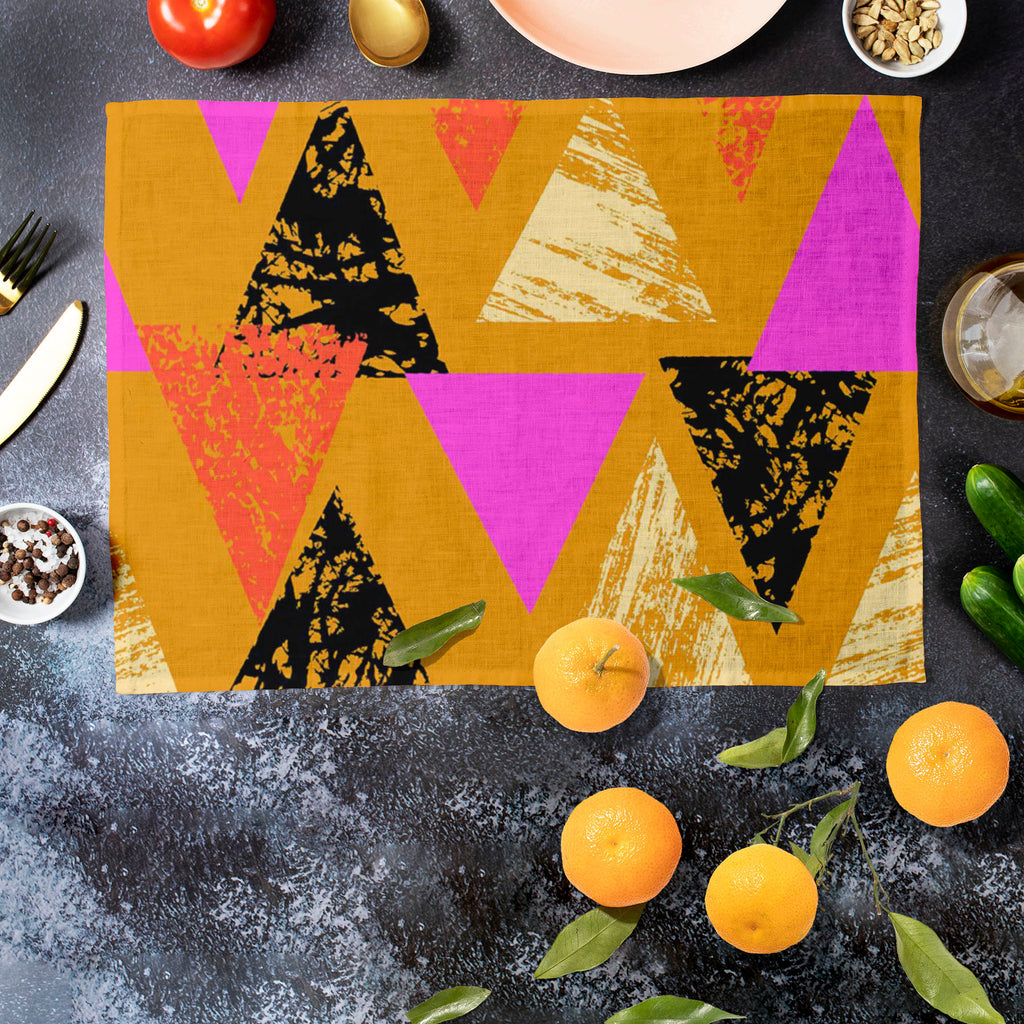 Mixed Triangled D3 Table Mat Placemat-Table Place Mats Fabric-MAT_TB-IC 5007539 IC 5007539, Abstract Expressionism, Abstracts, African, Ancient, Art and Paintings, Aztec, Bohemian, Brush Stroke, Chevron, Culture, Ethnic, Eygptian, Geometric, Geometric Abstraction, Graffiti, Hand Drawn, Historical, Medieval, Mexican, Modern Art, Patterns, Retro, Semi Abstract, Signs, Signs and Symbols, Splatter, Traditional, Triangles, Tribal, Vintage, Watercolour, World Culture, mixed, triangled, d3, table, mat, placemat, a