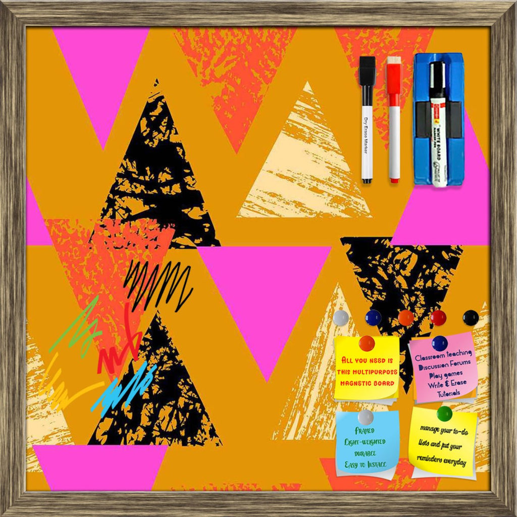 Mixed Triangled Framed Magnetic Dry Erase Board | Combo with Magnet Buttons & Markers-Magnetic Boards Framed-MGB_FR-IC 5007539 IC 5007539, Abstract Expressionism, Abstracts, African, Ancient, Art and Paintings, Aztec, Bohemian, Brush Stroke, Chevron, Culture, Ethnic, Eygptian, Geometric, Geometric Abstraction, Graffiti, Hand Drawn, Historical, Medieval, Mexican, Modern Art, Patterns, Retro, Semi Abstract, Signs, Signs and Symbols, Splatter, Traditional, Triangles, Tribal, Vintage, Watercolour, World Culture