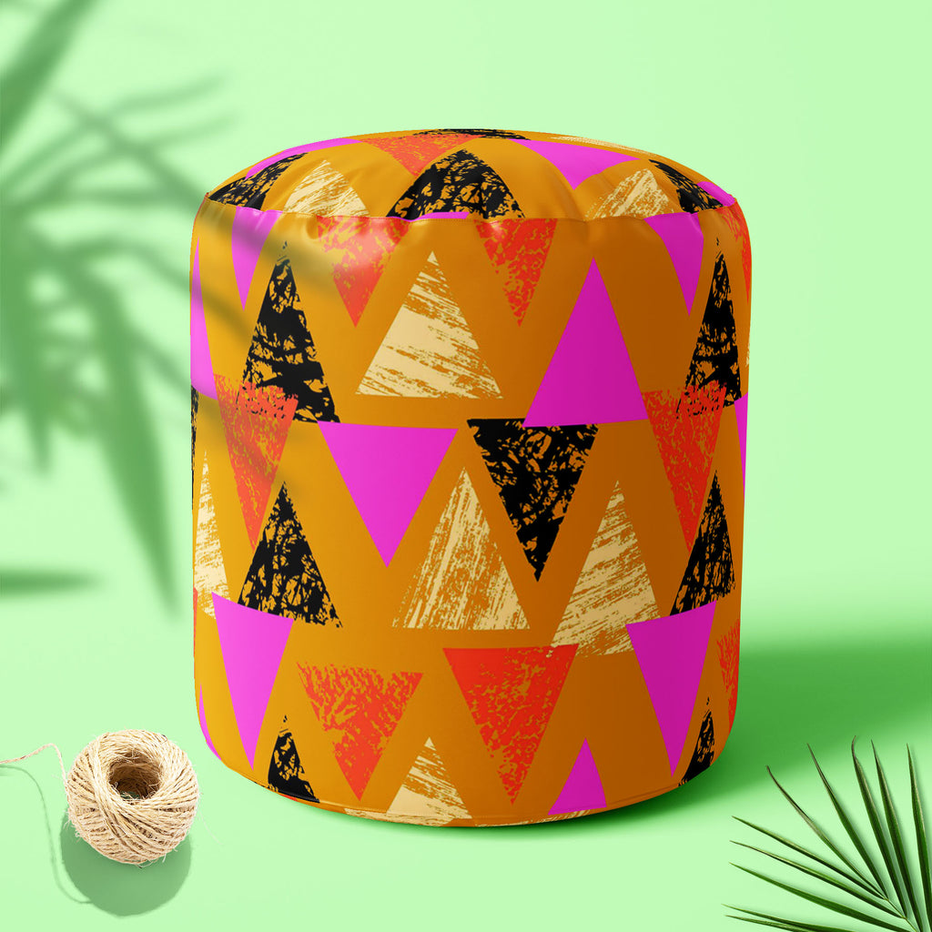 Mixed Triangled D3 Footstool Footrest Puffy Pouffe Ottoman Bean Bag | Canvas Fabric-Footstools-FST_CB_BN-IC 5007539 IC 5007539, Abstract Expressionism, Abstracts, African, Ancient, Art and Paintings, Aztec, Bohemian, Brush Stroke, Chevron, Culture, Ethnic, Eygptian, Geometric, Geometric Abstraction, Graffiti, Hand Drawn, Historical, Medieval, Mexican, Modern Art, Patterns, Retro, Semi Abstract, Signs, Signs and Symbols, Splatter, Traditional, Triangles, Tribal, Vintage, Watercolour, World Culture, mixed, tr