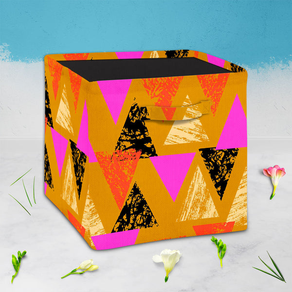 Mixed Triangled D3 Foldable Open Storage Bin | Organizer Box, Toy Basket, Shelf Box, Laundry Bag | Canvas Fabric-Storage Bins-STR_BI_CB-IC 5007539 IC 5007539, Abstract Expressionism, Abstracts, African, Ancient, Art and Paintings, Aztec, Bohemian, Brush Stroke, Chevron, Culture, Ethnic, Eygptian, Geometric, Geometric Abstraction, Graffiti, Hand Drawn, Historical, Medieval, Mexican, Modern Art, Patterns, Retro, Semi Abstract, Signs, Signs and Symbols, Splatter, Traditional, Triangles, Tribal, Vintage, Waterc