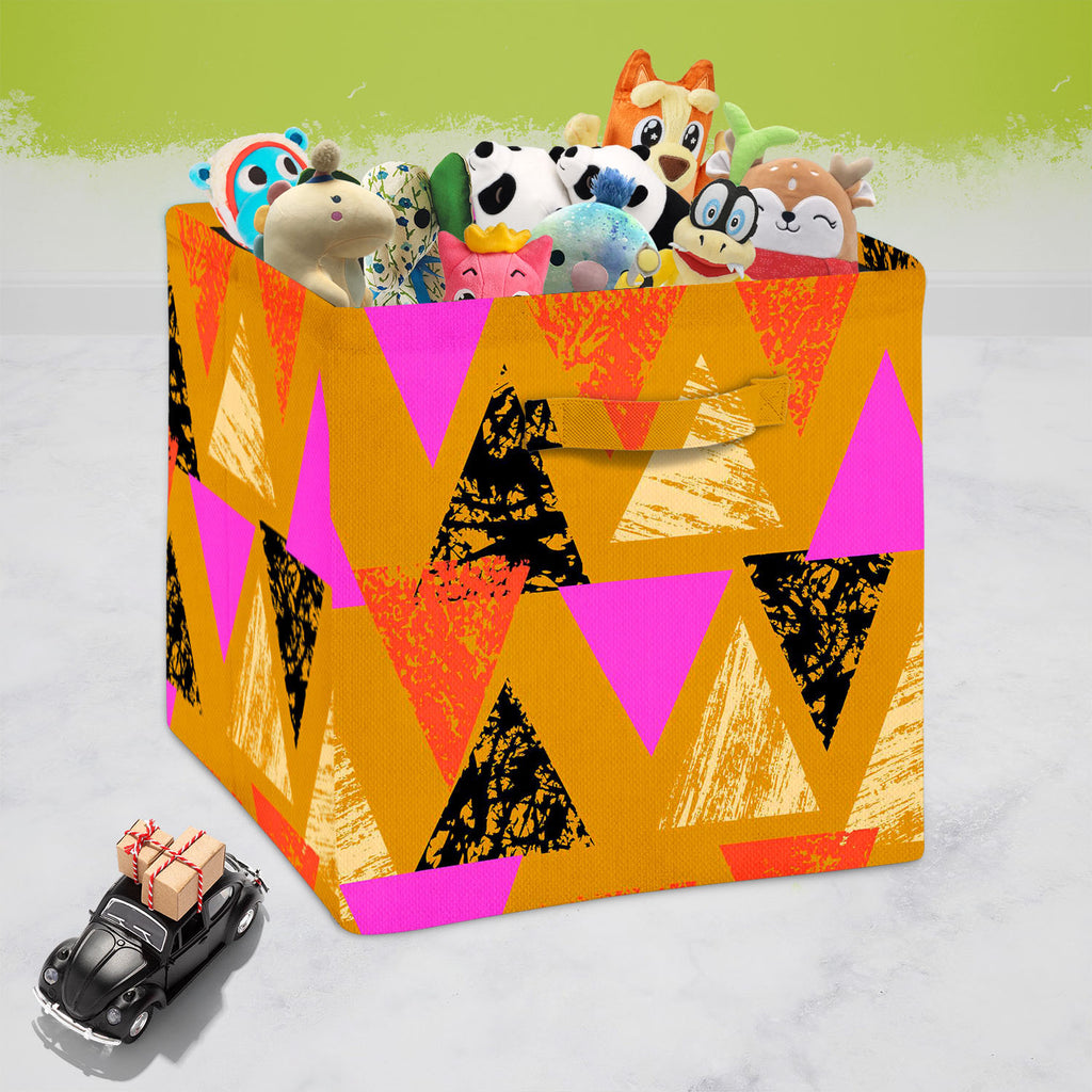 Mixed Triangled D3 Foldable Open Storage Bin | Organizer Box, Toy Basket, Shelf Box, Laundry Bag | Canvas Fabric-Storage Bins-STR_BI_CB-IC 5007539 IC 5007539, Abstract Expressionism, Abstracts, African, Ancient, Art and Paintings, Aztec, Bohemian, Brush Stroke, Chevron, Culture, Ethnic, Eygptian, Geometric, Geometric Abstraction, Graffiti, Hand Drawn, Historical, Medieval, Mexican, Modern Art, Patterns, Retro, Semi Abstract, Signs, Signs and Symbols, Splatter, Traditional, Triangles, Tribal, Vintage, Waterc