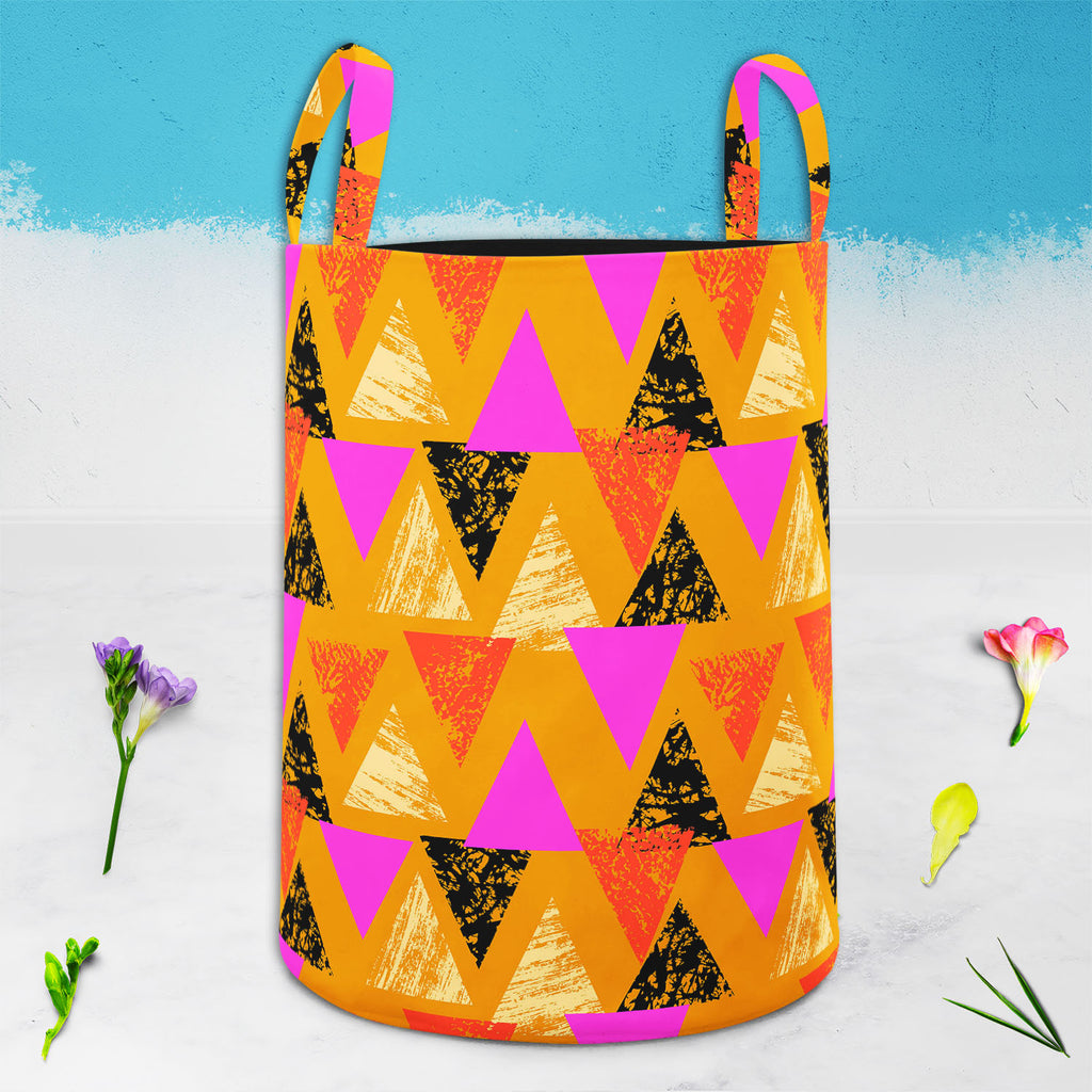 Mixed Triangled D3 Foldable Open Storage Bin | Organizer Box, Toy Basket, Shelf Box, Laundry Bag | Canvas Fabric-Storage Bins-STR_BI_CB-IC 5007539 IC 5007539, Abstract Expressionism, Abstracts, African, Ancient, Art and Paintings, Aztec, Bohemian, Brush Stroke, Chevron, Culture, Ethnic, Eygptian, Geometric, Geometric Abstraction, Graffiti, Hand Drawn, Historical, Medieval, Mexican, Modern Art, Patterns, Retro, Semi Abstract, Signs, Signs and Symbols, Splatter, Traditional, Triangles, Tribal, Vintage, Waterc