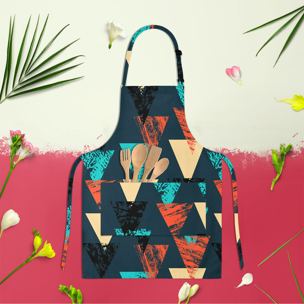 Triangled D4 Apron | Adjustable, Free Size & Waist Tiebacks-Aprons Neck to Knee-APR_NK_KN-IC 5007540 IC 5007540, Abstract Expressionism, Abstracts, African, Ancient, Art and Paintings, Aztec, Bohemian, Brush Stroke, Chevron, Culture, Ethnic, Eygptian, Geometric, Geometric Abstraction, Graffiti, Hand Drawn, Historical, Medieval, Mexican, Modern Art, Patterns, Retro, Semi Abstract, Signs, Signs and Symbols, Splatter, Traditional, Triangles, Tribal, Vintage, Watercolour, World Culture, triangled, d4, apron, ad
