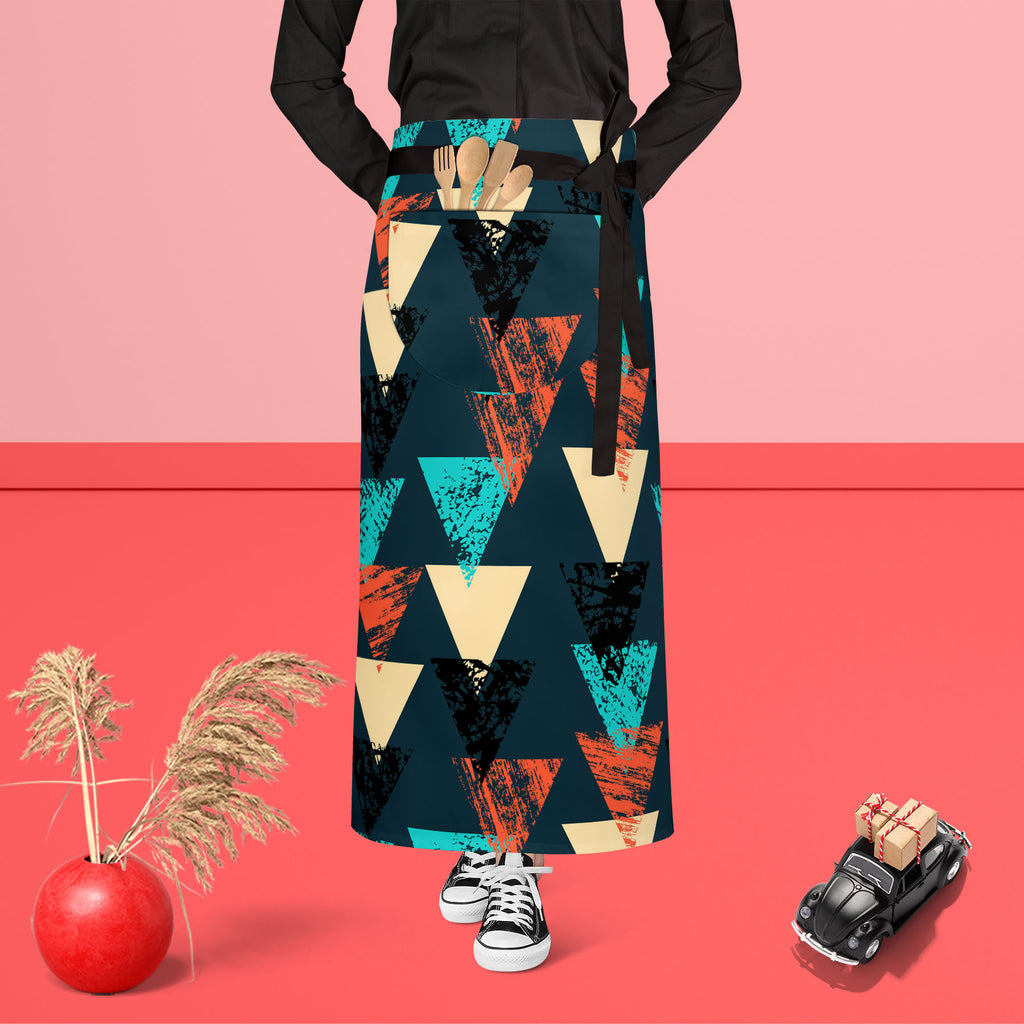 Triangled D4 Apron | Adjustable, Free Size & Waist Tiebacks-Aprons Waist to Feet-APR_WS_FT-IC 5007540 IC 5007540, Abstract Expressionism, Abstracts, African, Ancient, Art and Paintings, Aztec, Bohemian, Brush Stroke, Chevron, Culture, Ethnic, Eygptian, Geometric, Geometric Abstraction, Graffiti, Hand Drawn, Historical, Medieval, Mexican, Modern Art, Patterns, Retro, Semi Abstract, Signs, Signs and Symbols, Splatter, Traditional, Triangles, Tribal, Vintage, Watercolour, World Culture, triangled, d4, apron, a