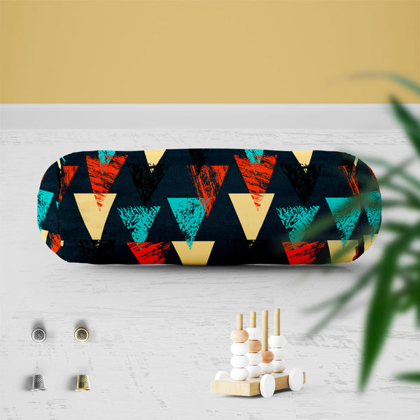 Triangled D4 Bolster Cover Booster Cases | Concealed Zipper Opening-Bolster Covers-BOL_CV_ZP-IC 5007540 IC 5007540, Abstract Expressionism, Abstracts, African, Ancient, Art and Paintings, Aztec, Bohemian, Brush Stroke, Chevron, Culture, Ethnic, Eygptian, Geometric, Geometric Abstraction, Graffiti, Hand Drawn, Historical, Medieval, Mexican, Modern Art, Patterns, Retro, Semi Abstract, Signs, Signs and Symbols, Splatter, Traditional, Triangles, Tribal, Vintage, Watercolour, World Culture, triangled, d4, bolste