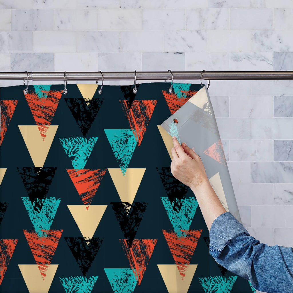 Triangled D4 Washable Waterproof Shower Curtain-Shower Curtains-CUR_SH-IC 5007540 IC 5007540, Abstract Expressionism, Abstracts, African, Ancient, Art and Paintings, Aztec, Bohemian, Brush Stroke, Chevron, Culture, Ethnic, Eygptian, Geometric, Geometric Abstraction, Graffiti, Hand Drawn, Historical, Medieval, Mexican, Modern Art, Patterns, Retro, Semi Abstract, Signs, Signs and Symbols, Splatter, Traditional, Triangles, Tribal, Vintage, Watercolour, World Culture, triangled, d4, washable, waterproof, shower
