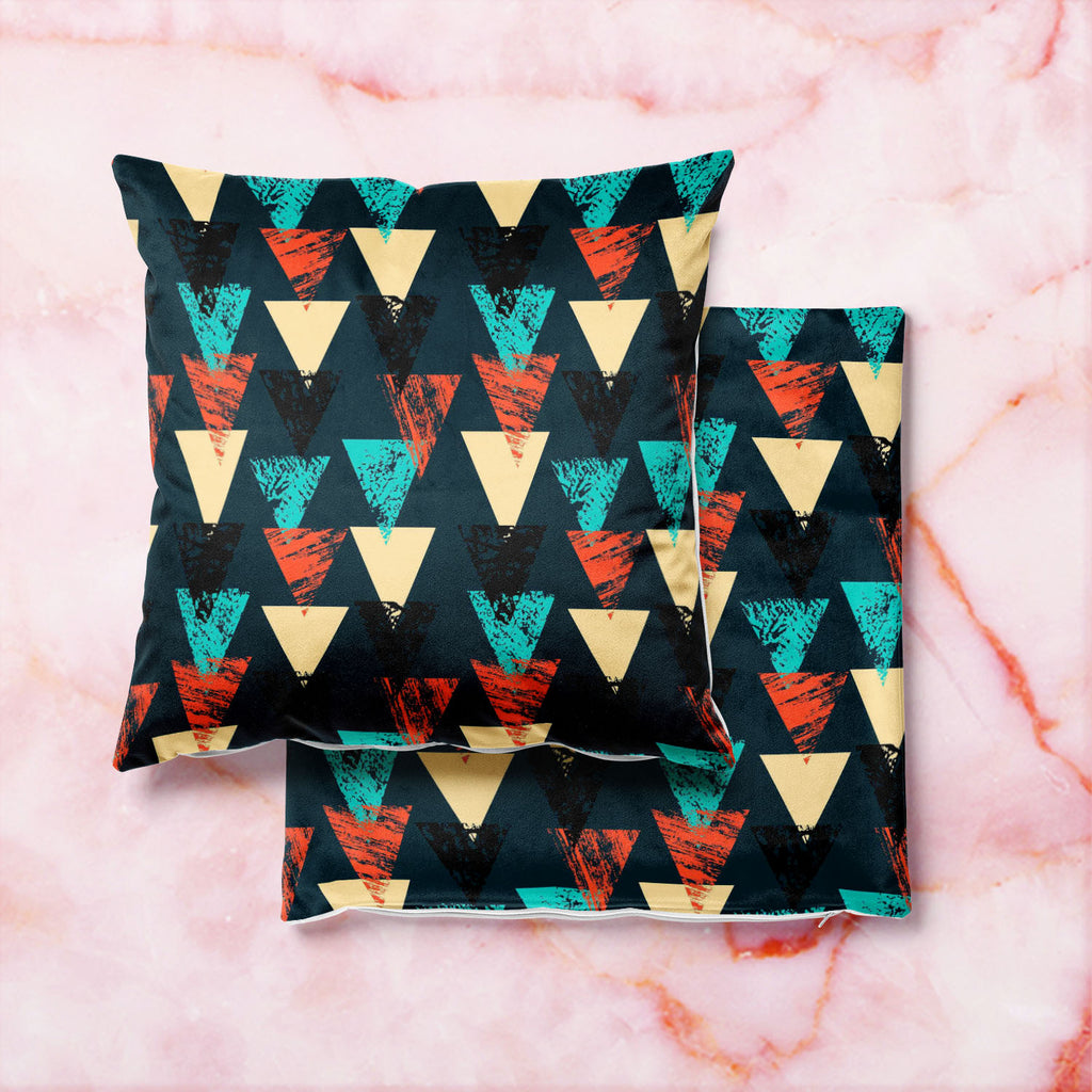 Triangled D4 Cushion Cover Throw Pillow-Cushion Covers-CUS_CV-IC 5007540 IC 5007540, Abstract Expressionism, Abstracts, African, Ancient, Art and Paintings, Aztec, Bohemian, Brush Stroke, Chevron, Culture, Ethnic, Eygptian, Geometric, Geometric Abstraction, Graffiti, Hand Drawn, Historical, Medieval, Mexican, Modern Art, Patterns, Retro, Semi Abstract, Signs, Signs and Symbols, Splatter, Traditional, Triangles, Tribal, Vintage, Watercolour, World Culture, triangled, d4, cushion, cover, throw, pillow, abstra