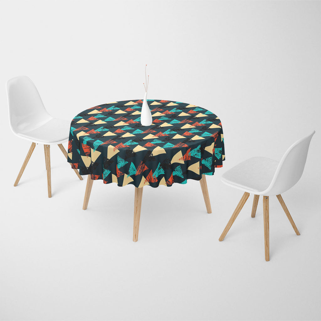 Triangled Table Cloth Cover-Table Covers-CVR_TB_RD-IC 5007540 IC 5007540, Abstract Expressionism, Abstracts, African, Ancient, Art and Paintings, Aztec, Bohemian, Brush Stroke, Chevron, Culture, Ethnic, Eygptian, Geometric, Geometric Abstraction, Graffiti, Hand Drawn, Historical, Medieval, Mexican, Modern Art, Patterns, Retro, Semi Abstract, Signs, Signs and Symbols, Splatter, Traditional, Triangles, Tribal, Vintage, Watercolour, World Culture, triangled, table, cloth, cover, abstract, art, background, boho