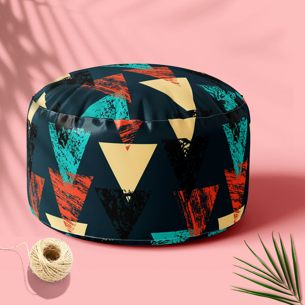 Triangled D4 Footstool Footrest Puffy Pouffe Ottoman Bean Bag | Canvas Fabric-Footstools-FST_CB_BN-IC 5007540 IC 5007540, Abstract Expressionism, Abstracts, African, Ancient, Art and Paintings, Aztec, Bohemian, Brush Stroke, Chevron, Culture, Ethnic, Eygptian, Geometric, Geometric Abstraction, Graffiti, Hand Drawn, Historical, Medieval, Mexican, Modern Art, Patterns, Retro, Semi Abstract, Signs, Signs and Symbols, Splatter, Traditional, Triangles, Tribal, Vintage, Watercolour, World Culture, triangled, d4, 
