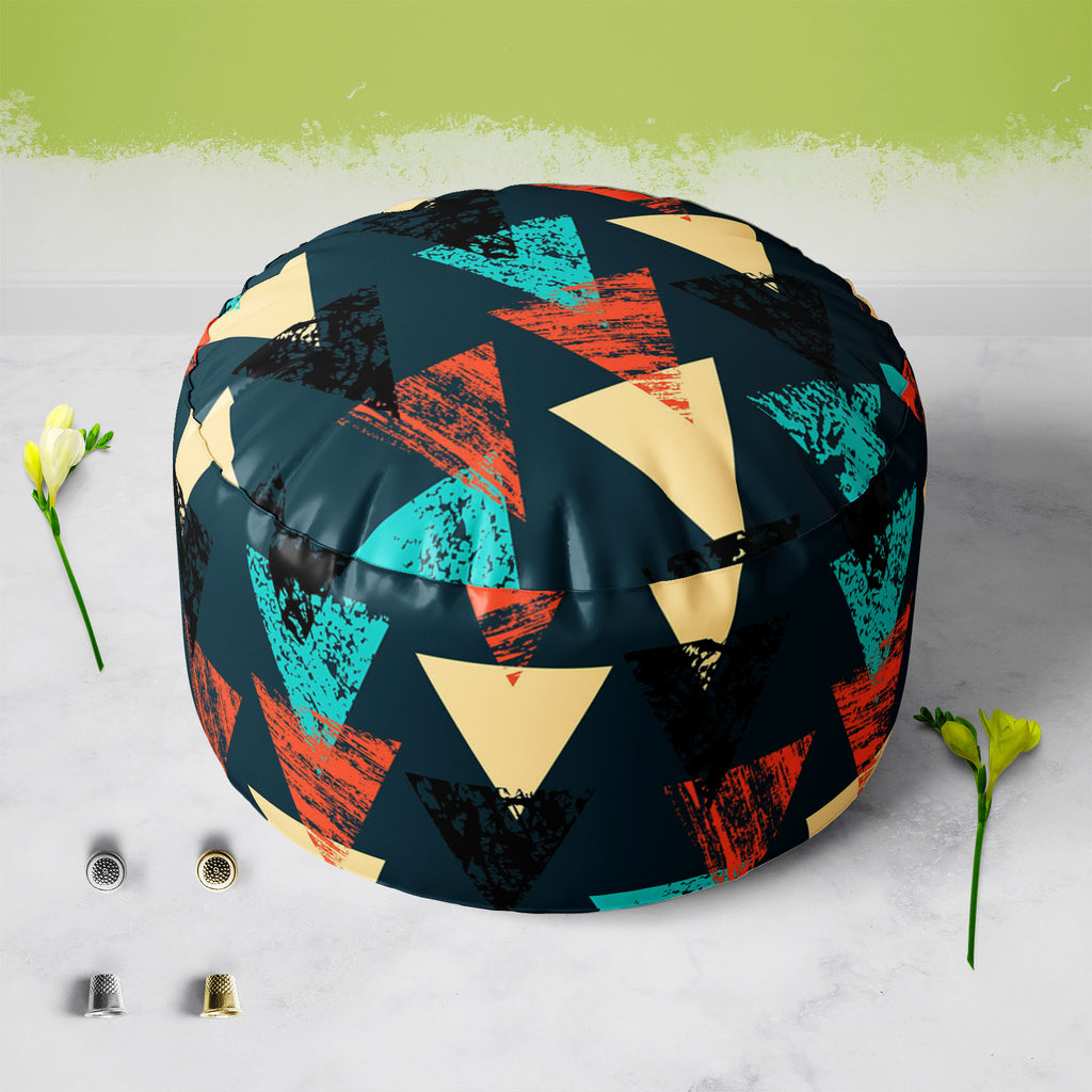 Triangled D4 Footstool Footrest Puffy Pouffe Ottoman Bean Bag | Canvas Fabric-Footstools-FST_CB_BN-IC 5007540 IC 5007540, Abstract Expressionism, Abstracts, African, Ancient, Art and Paintings, Aztec, Bohemian, Brush Stroke, Chevron, Culture, Ethnic, Eygptian, Geometric, Geometric Abstraction, Graffiti, Hand Drawn, Historical, Medieval, Mexican, Modern Art, Patterns, Retro, Semi Abstract, Signs, Signs and Symbols, Splatter, Traditional, Triangles, Tribal, Vintage, Watercolour, World Culture, triangled, d4, 
