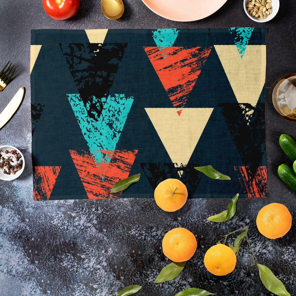 Triangled D4 Table Mat Placemat-Table Place Mats Fabric-MAT_TB-IC 5007540 IC 5007540, Abstract Expressionism, Abstracts, African, Ancient, Art and Paintings, Aztec, Bohemian, Brush Stroke, Chevron, Culture, Ethnic, Eygptian, Geometric, Geometric Abstraction, Graffiti, Hand Drawn, Historical, Medieval, Mexican, Modern Art, Patterns, Retro, Semi Abstract, Signs, Signs and Symbols, Splatter, Traditional, Triangles, Tribal, Vintage, Watercolour, World Culture, triangled, d4, table, mat, placemat, abstract, art,