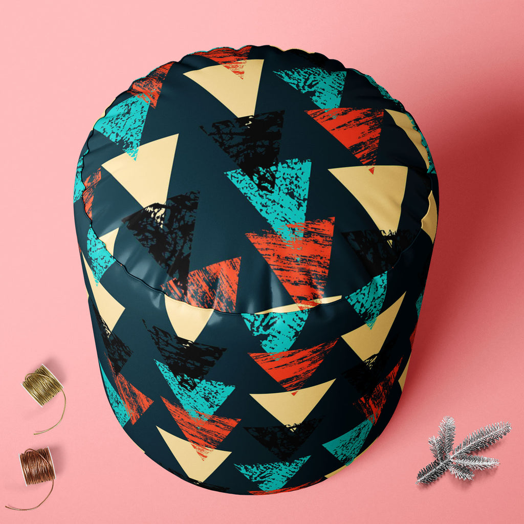 Triangled D4 Footstool Footrest Puffy Pouffe Ottoman Bean Bag | Canvas Fabric-Footstools-FST_CB_BN-IC 5007540 IC 5007540, Abstract Expressionism, Abstracts, African, Ancient, Art and Paintings, Aztec, Bohemian, Brush Stroke, Chevron, Culture, Ethnic, Eygptian, Geometric, Geometric Abstraction, Graffiti, Hand Drawn, Historical, Medieval, Mexican, Modern Art, Patterns, Retro, Semi Abstract, Signs, Signs and Symbols, Splatter, Traditional, Triangles, Tribal, Vintage, Watercolour, World Culture, triangled, d4, 