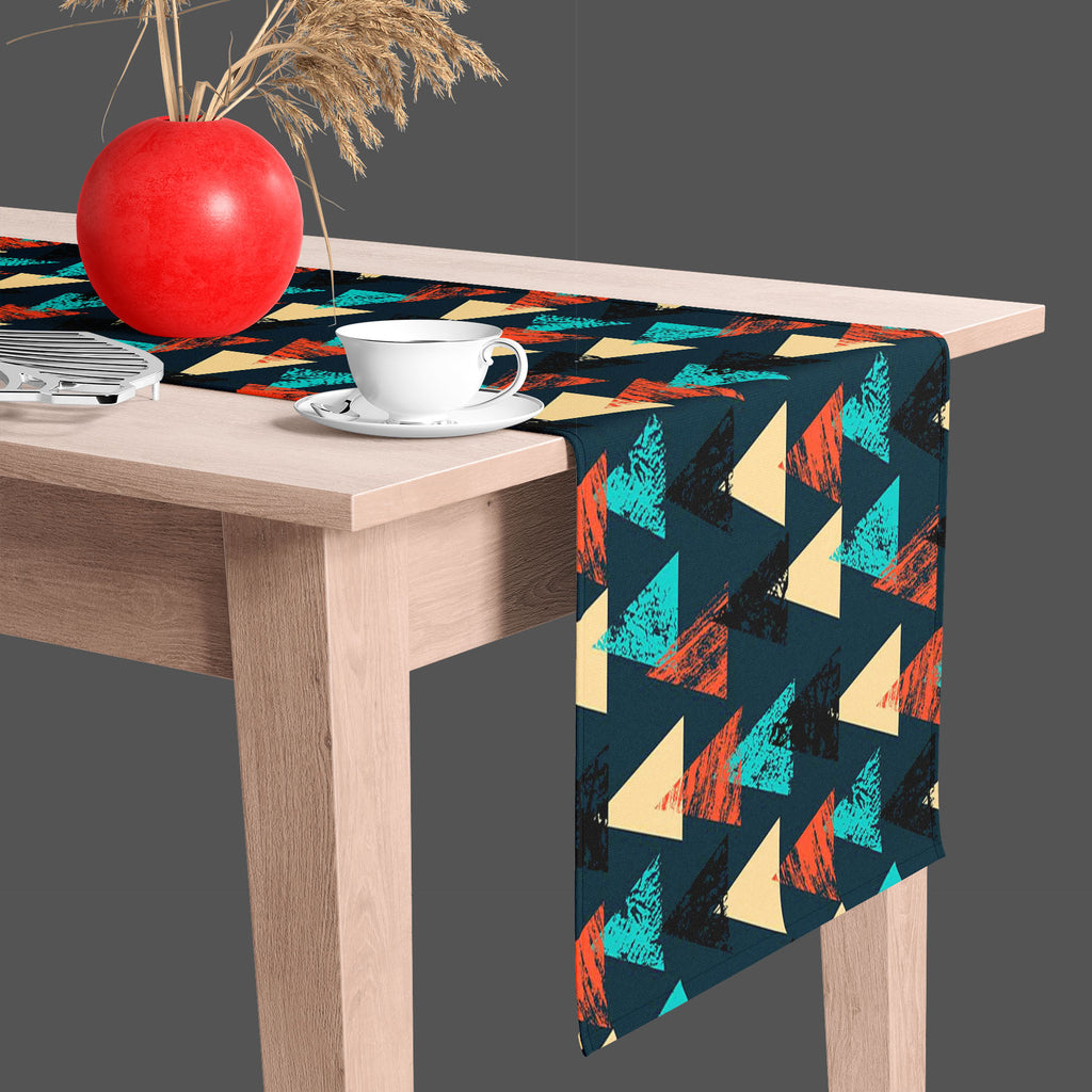 Triangled D4 Table Runner-Table Runners-RUN_TB-IC 5007540 IC 5007540, Abstract Expressionism, Abstracts, African, Ancient, Art and Paintings, Aztec, Bohemian, Brush Stroke, Chevron, Culture, Ethnic, Eygptian, Geometric, Geometric Abstraction, Graffiti, Hand Drawn, Historical, Medieval, Mexican, Modern Art, Patterns, Retro, Semi Abstract, Signs, Signs and Symbols, Splatter, Traditional, Triangles, Tribal, Vintage, Watercolour, World Culture, triangled, d4, table, runner, abstract, art, background, boho, bold