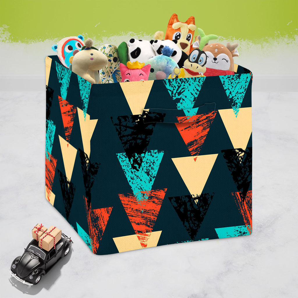 Triangled D4 Foldable Open Storage Bin | Organizer Box, Toy Basket, Shelf Box, Laundry Bag | Canvas Fabric-Storage Bins-STR_BI_CB-IC 5007540 IC 5007540, Abstract Expressionism, Abstracts, African, Ancient, Art and Paintings, Aztec, Bohemian, Brush Stroke, Chevron, Culture, Ethnic, Eygptian, Geometric, Geometric Abstraction, Graffiti, Hand Drawn, Historical, Medieval, Mexican, Modern Art, Patterns, Retro, Semi Abstract, Signs, Signs and Symbols, Splatter, Traditional, Triangles, Tribal, Vintage, Watercolour,