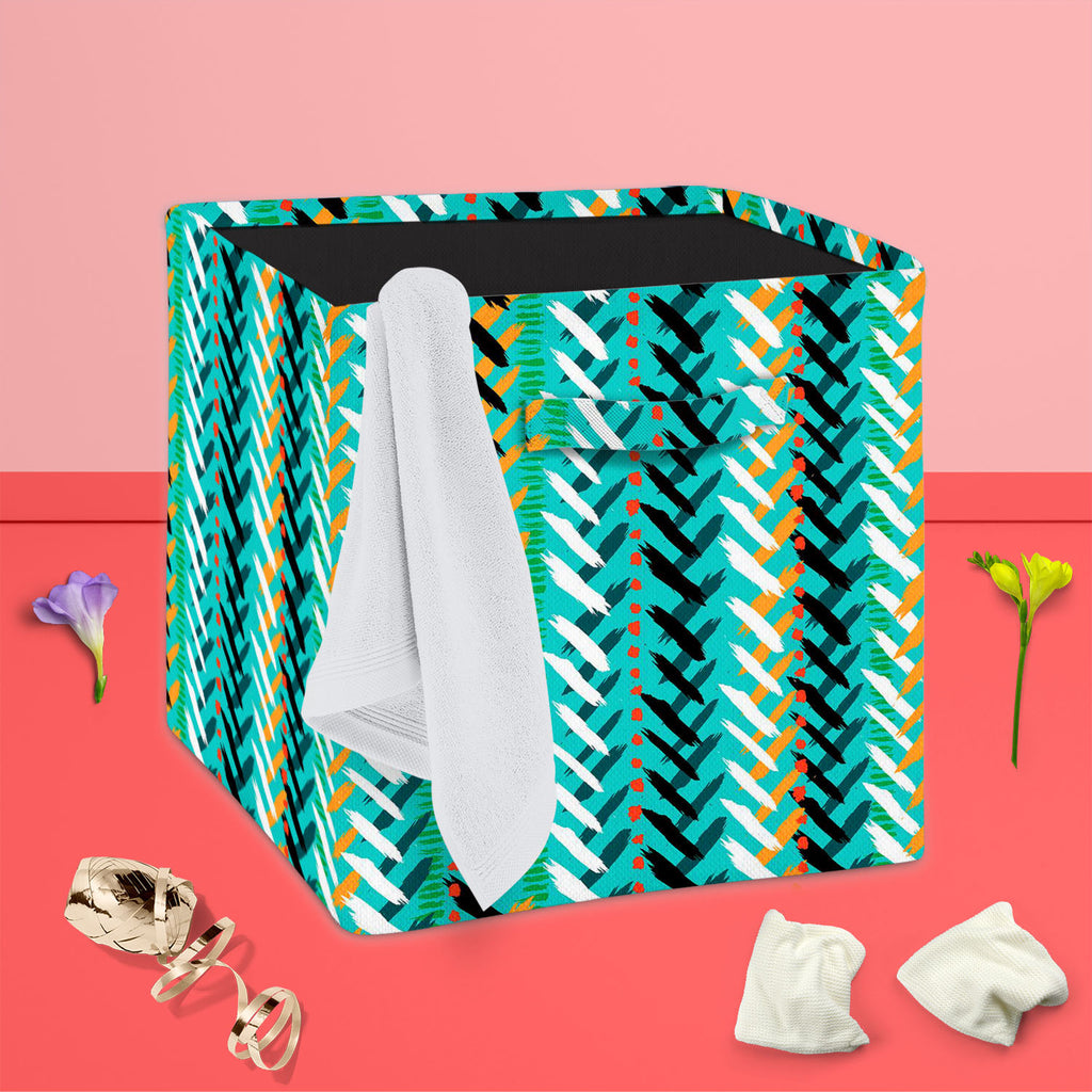 Chevron D2 Foldable Open Storage Bin | Organizer Box, Toy Basket, Shelf Box, Laundry Bag | Canvas Fabric-Storage Bins-STR_BI_CB-IC 5007544 IC 5007544, Abstract Expressionism, Abstracts, African, Ancient, Art and Paintings, Aztec, Bohemian, Brush Stroke, Chevron, Culture, Dots, Ethnic, Geometric, Geometric Abstraction, Hand Drawn, Herringbone, Historical, Medieval, Mexican, Modern Art, Patterns, Retro, Semi Abstract, Signs, Signs and Symbols, Splatter, Stripes, Traditional, Tribal, Vintage, Watercolour, Worl