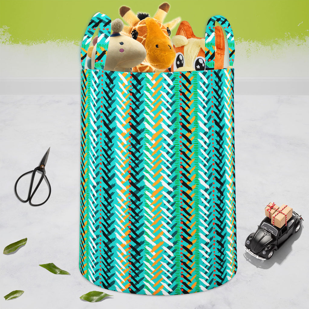 Chevron D2 Foldable Open Storage Bin | Organizer Box, Toy Basket, Shelf Box, Laundry Bag | Canvas Fabric-Storage Bins-STR_BI_CB-IC 5007544 IC 5007544, Abstract Expressionism, Abstracts, African, Ancient, Art and Paintings, Aztec, Bohemian, Brush Stroke, Chevron, Culture, Dots, Ethnic, Geometric, Geometric Abstraction, Hand Drawn, Herringbone, Historical, Medieval, Mexican, Modern Art, Patterns, Retro, Semi Abstract, Signs, Signs and Symbols, Splatter, Stripes, Traditional, Tribal, Vintage, Watercolour, Worl