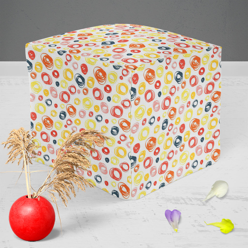 Abstract Doodle D2 Footstool Footrest Puffy Pouffe Ottoman Bean Bag | Canvas Fabric - Footstools - ArtzFolio.com